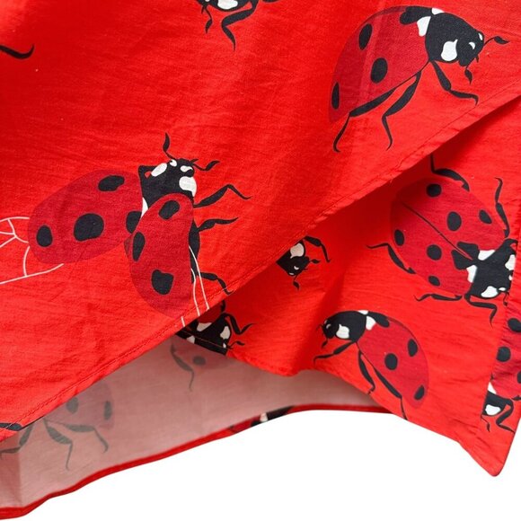 Ladybug Dress Small Tomato Red Cotton One Shoulder Sash Mini by We__Are - Picture 11 of 14